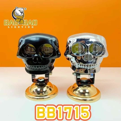 Vỏ hộp sọ nhôm 12V 2 mắt trắng vàng màu kép đèn flash bạc đen cho xe máy đèn lái mini